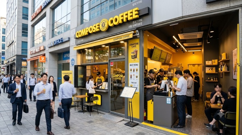 『분당구』컴포즈커피 양도양수 창업 ★반오토운영 순익 839★역세권입점/초보추천 창업/카페창업/오토운영가능